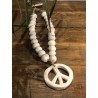 collier faïence brut peace & love ( blanc )